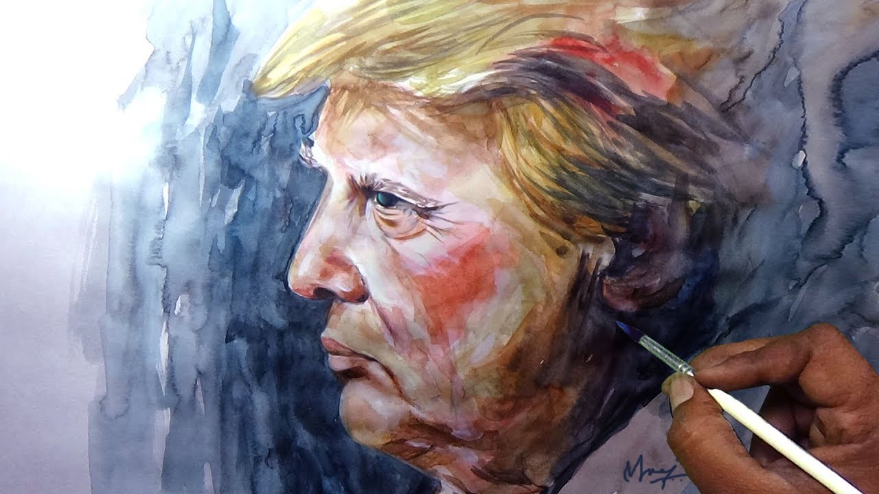 1280x720 Donald Trump Portrait Watercolor Painting - Donald Trump Painting