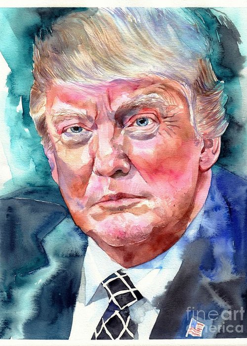 500x700 President Donald Trump Portrait Greeting Card For Sale By Suzann's Art - Donald Trump Painting Portrait