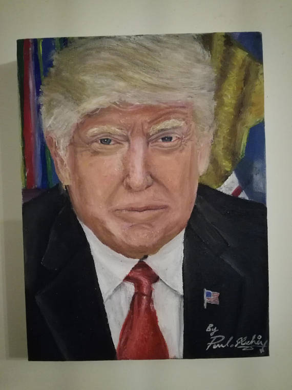 570x760 Original Donald Trump Portrait Oil Painting - Donald Trump Portrait Painting