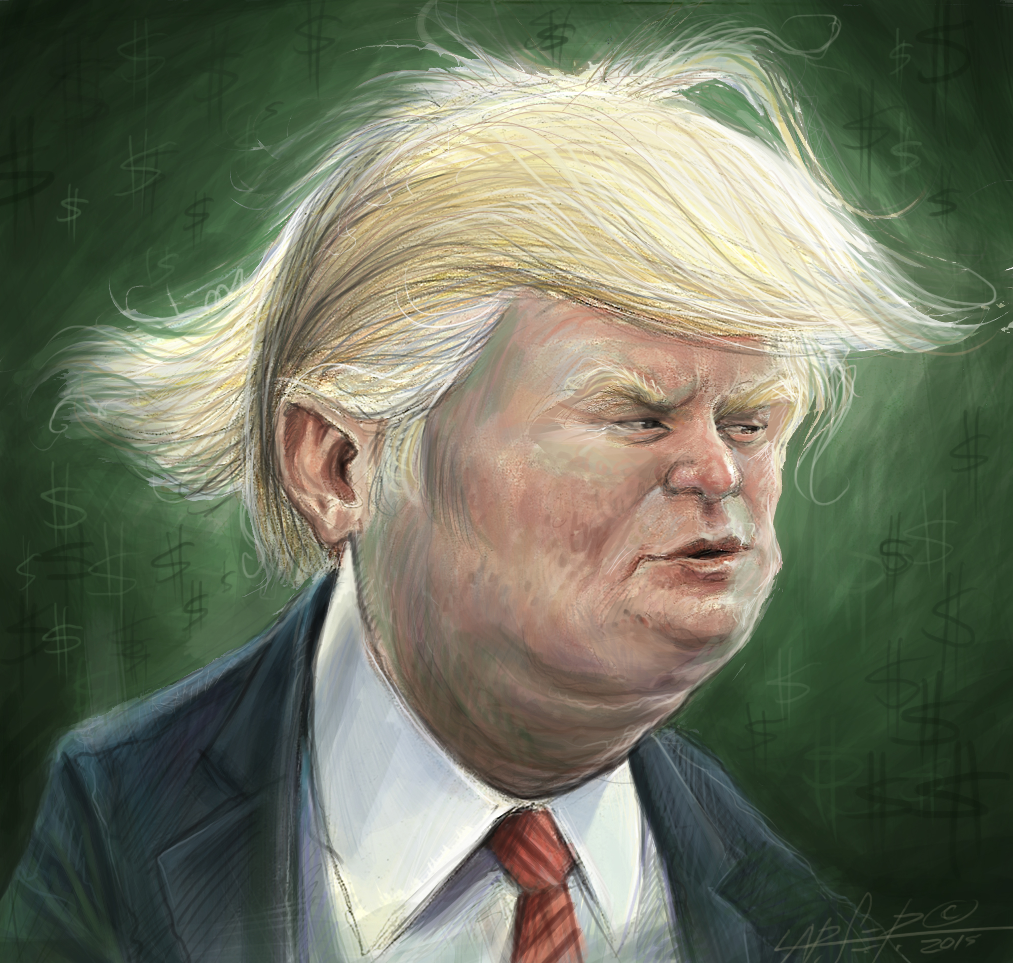 2000x1902 Donald Trump Green - Donald Trump Portrait Painting