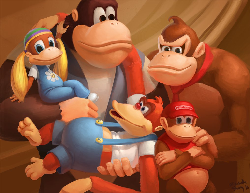 1017x786 Donkey Kong Family By Photia - Donkey Kong Painting
