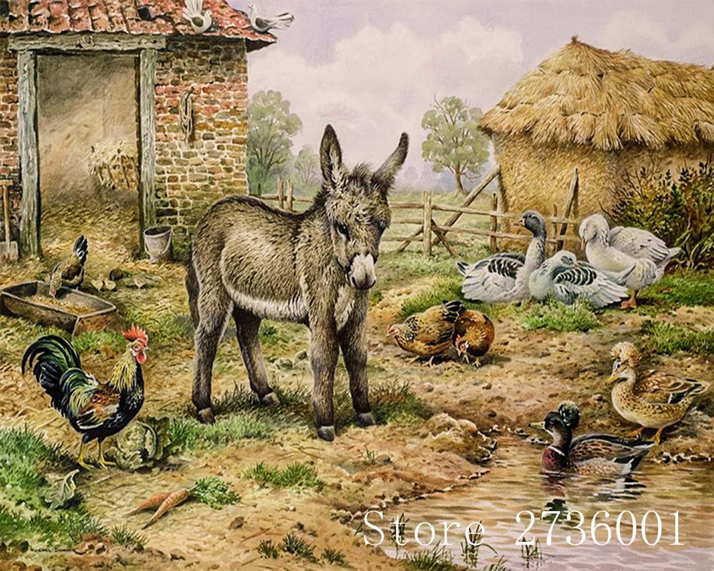 1417x1134 Diy Diamond Drawing 5d Square Diamond Painting Cute Little Donkey - Donkey Painting