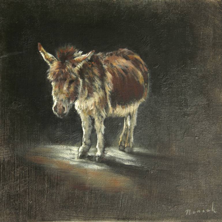 770x770 Saatchi Art Pregnant Miniature Donkey Painting By Nanouk Weijnen - Donkey Painting