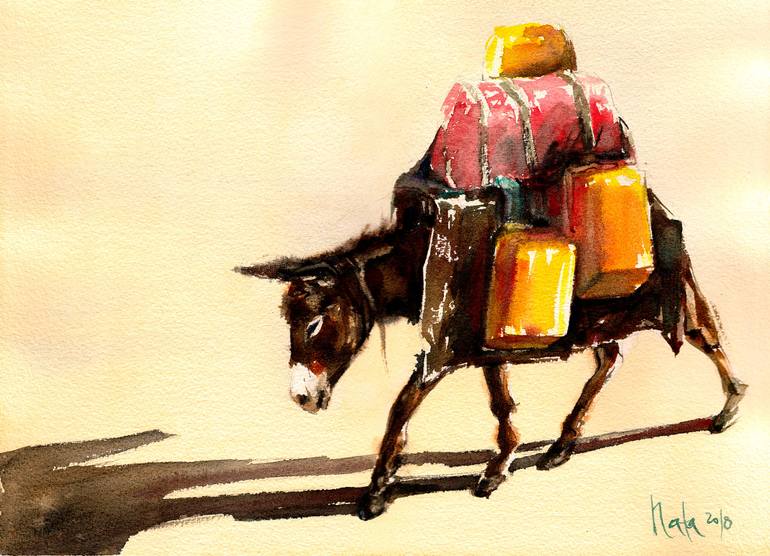 770x556 Saatchi Art Very Sad Donkey Painting By Nata Zaikina - Donkey Painting