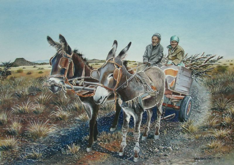 800x566 Solomon's Donkey Cart Barbara Philip - Donkey Painting
