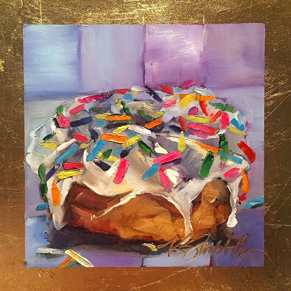 1000x1000 Sugar, Original Daily Oil Painting Of A Sprinkle Donut By Kim Smith - Donut Painting