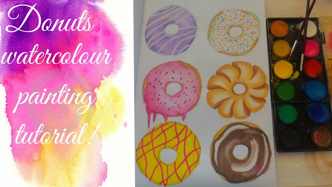 1280x720 Donuts Watercolour Painting Tutorial! - Donut Painting