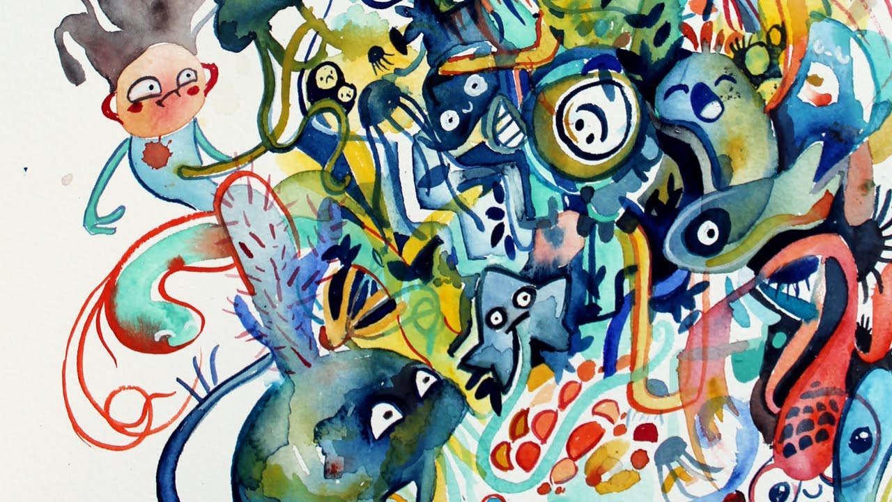 1280x720 Ocean Doodle - Doodle Painting