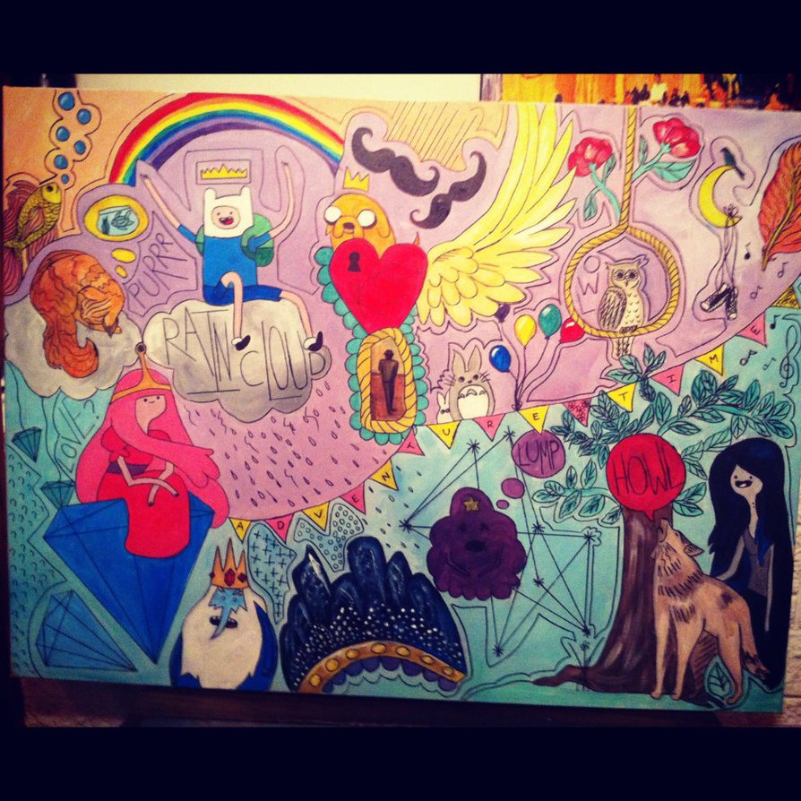 894x894 Adventure Time Doodle Painting By Letsliedownwithlions - Doodle Painting