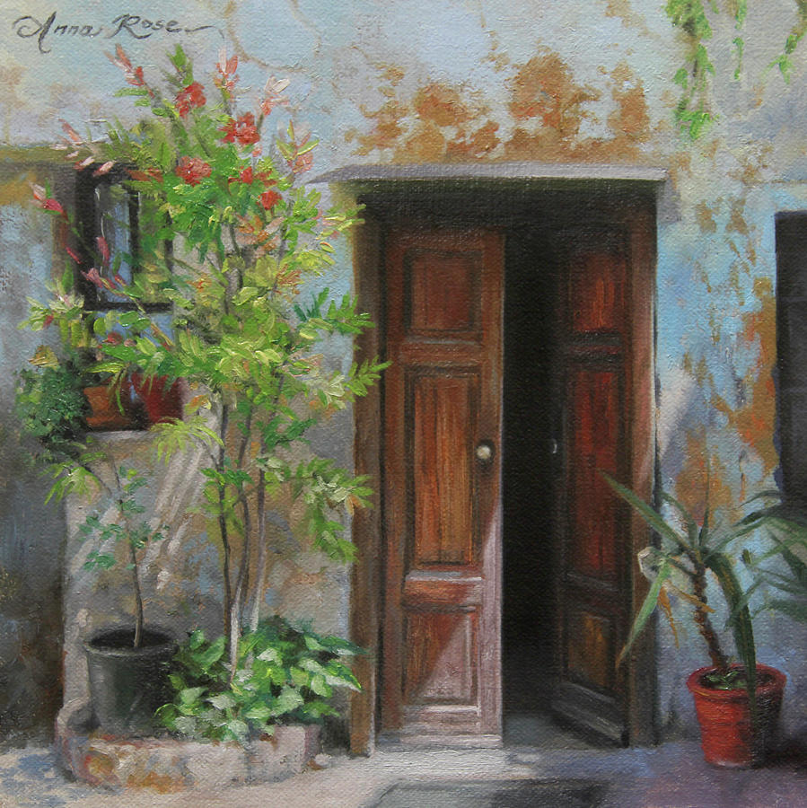 899x900 An Open Door Milan Italy Painting By Anna Rose Bain - Door Painting