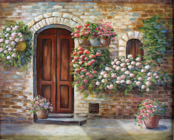 570x460 Tuscan Door An Original Acrylic Painting - Door Painting