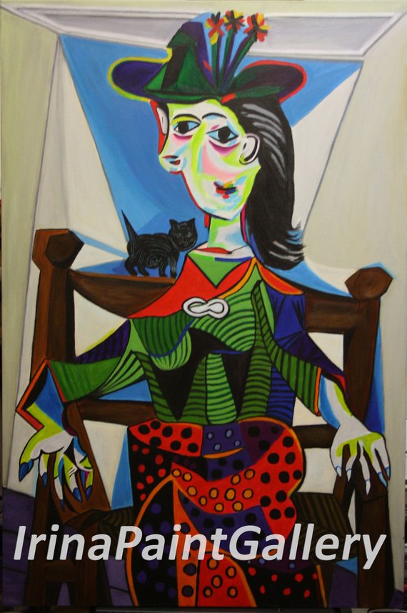 570x858 Dora Maar Au Chat 1941 By Hand After Pablo Picassolarge Etsy - Dora Maar Au Chat Painting