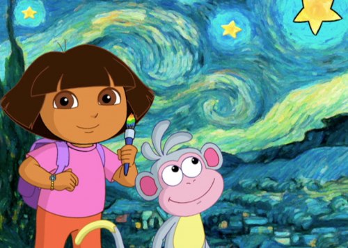 500x357 Vamos A Pintar! Dora The Explorer Wiki Fandom Powered By Wikia - Dora Painting