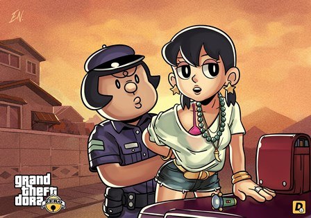 448x314 Grand Theft Dora Caught By Police Game 4 Sizes Wall Decor Canvas - Dora Painting Games