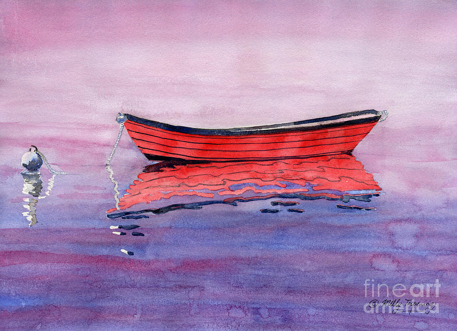 900x652 Red Dory Painting By Melly Terpening - Dory Painting