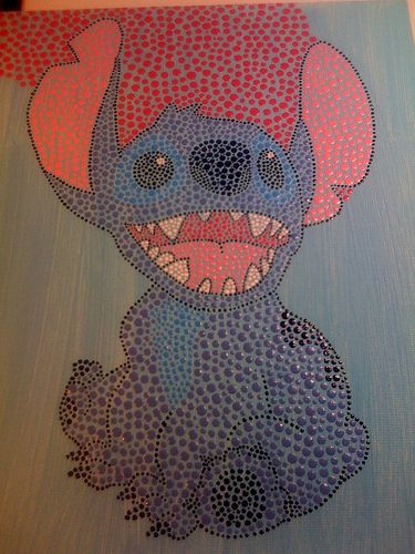 375x500 Dot Painting Of Stitch - Dot Painting