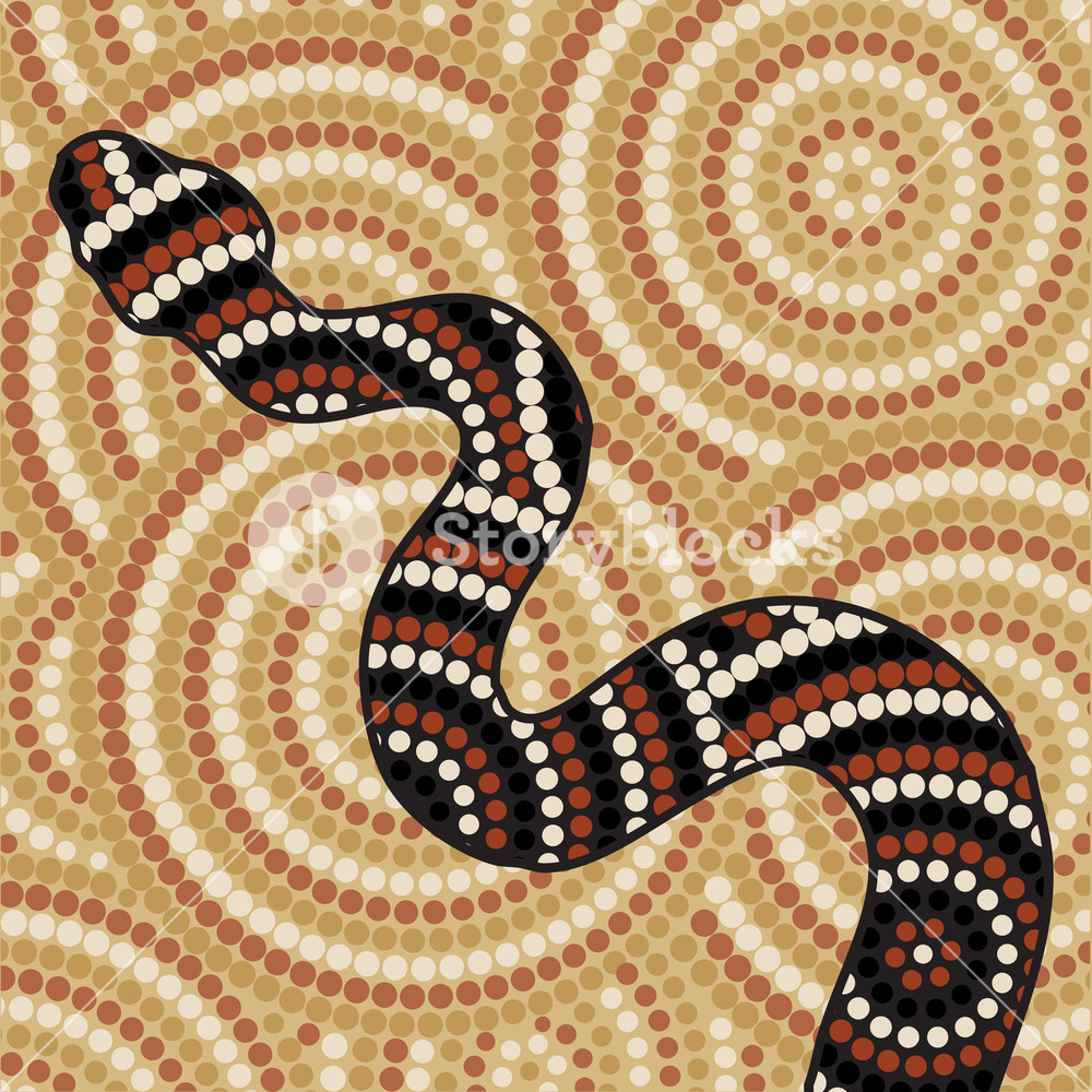 1000x1000 Abstract Aboriginal Fish Dot Painting In Vector Format. Royalty - Dot Painting