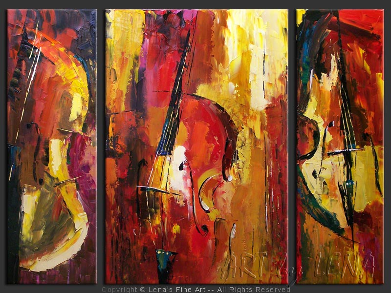 800x600 Double Bass Parade Art By Lena - Double Bass Painting