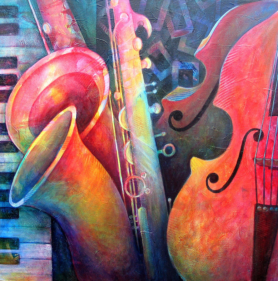 890x900 Jazz Painting By Susanne Clark - Double Bass Painting