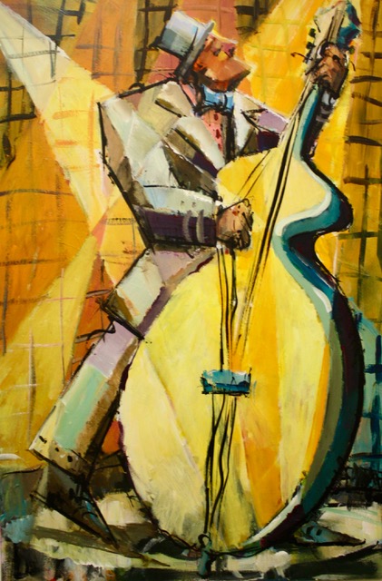 421x640 Olivia Pilling The Double Bass Player Painting For Sale Collect Art - Double Bass Painting