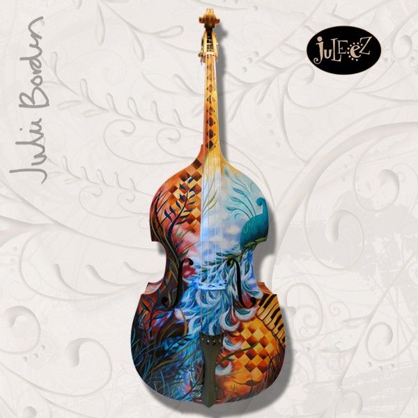 600x600 Original Hand Painted 34 String Double Bass By Julie Borden - Double Bass Painting