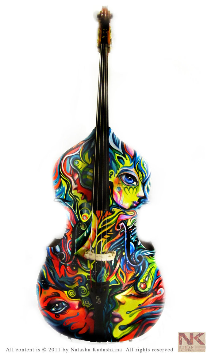 688x1162 Custom Painted Double Bass By Natashakudashkina - Double Bass Painting