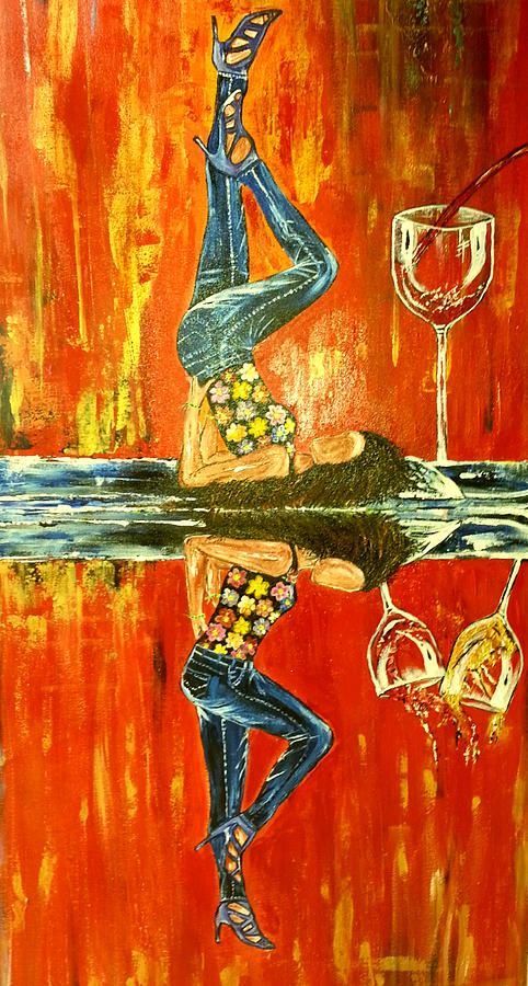 482x900 Double W Temptation Abstract Art Canvas Painting Painting By - Double Canvas Painting