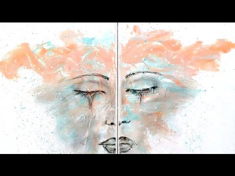 480x360 Mixed Media Abstract Face Double Canvas Painting - Double Canvas Painting