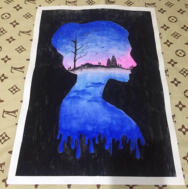 638x640 Double Exposure Painting, Design Amp Craft, Artwork On Carousell - Double Exposure Painting