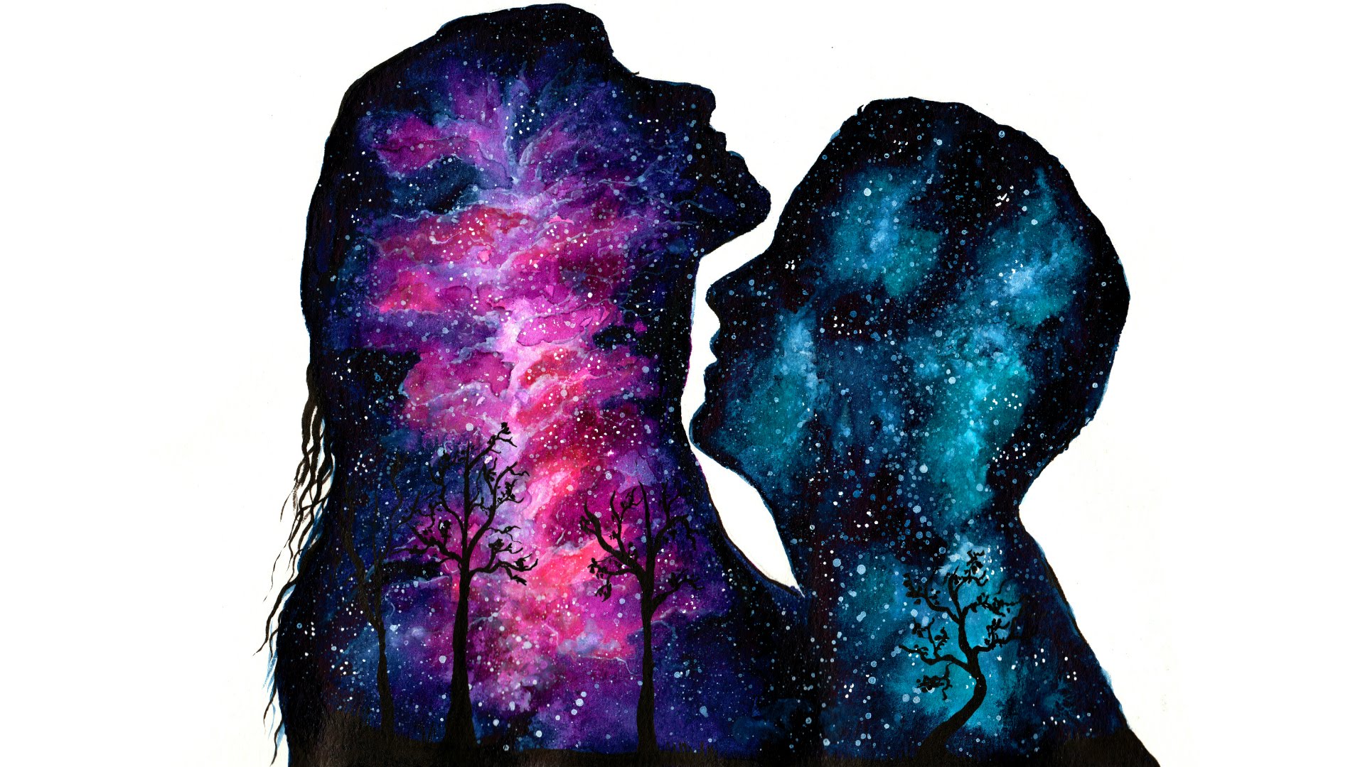 1920x1080 Galaxy Love - Double Exposure Painting