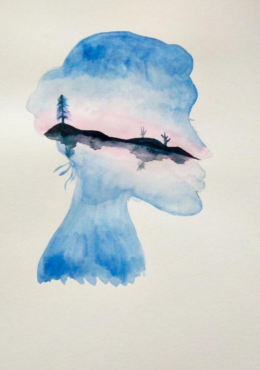 857x1215 My Mother Sent Me Her First Ever Attempt - Double Exposure Painting