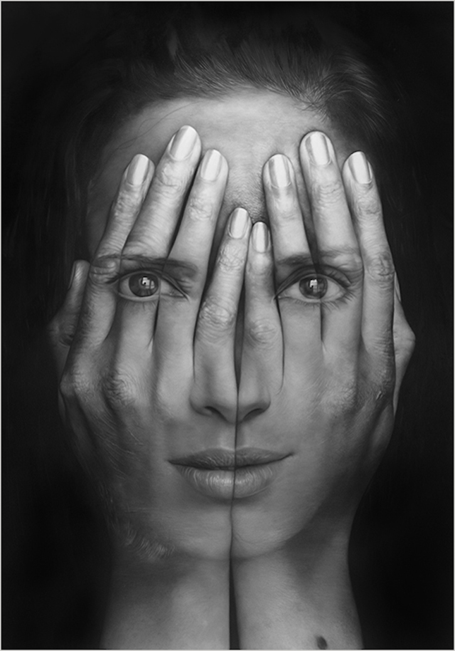 640x914 Realistic Double Exposure Paintings Fubiz Media - Double Face Painting