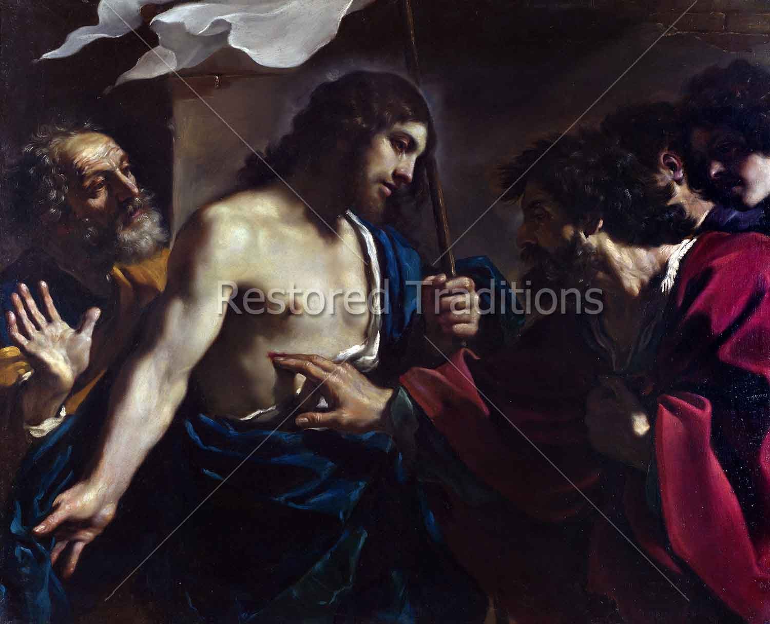 1500x1215 Guercino The Incredulity Of Saint Thomas - Doubting Thomas Painting