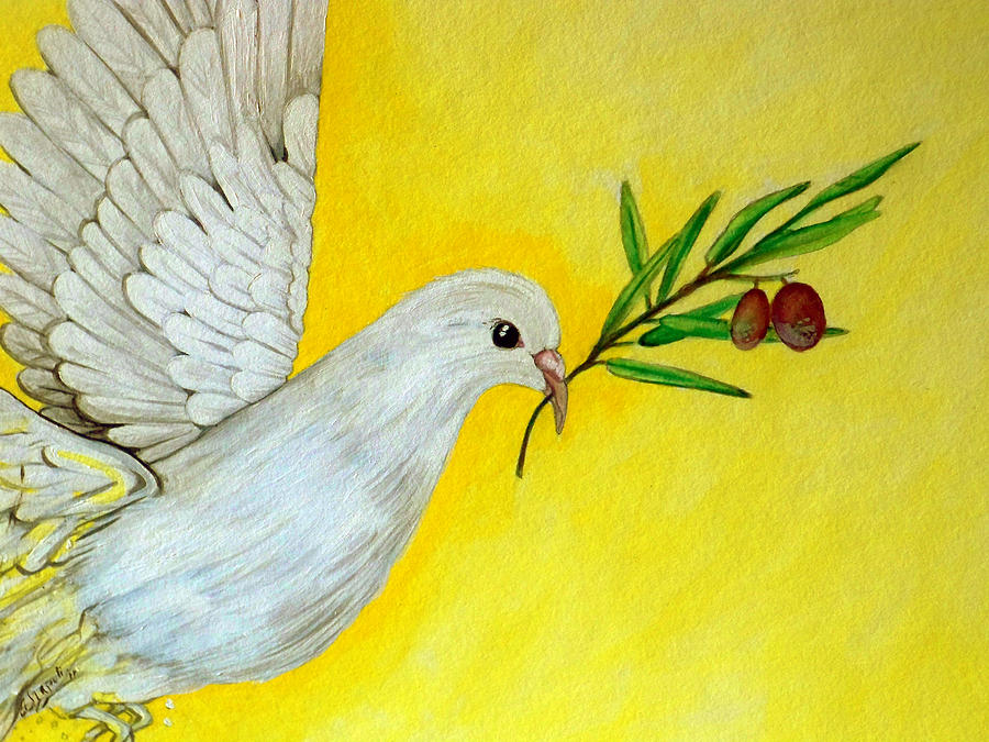 900x675 Peaceful Dove Painting By Ann Marie Napoli - Dove Painting