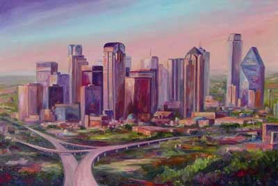 400x267 Dallas Skyline Painting - Downtown Painting