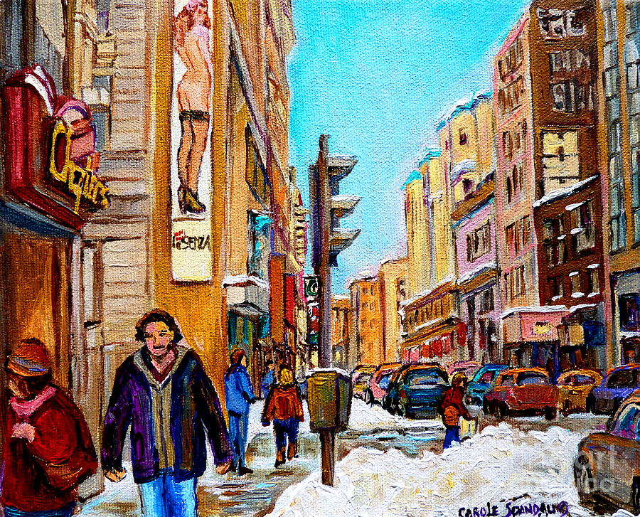 900x727 Downtown City Life Painting By Carole Spandau - Downtown Painting