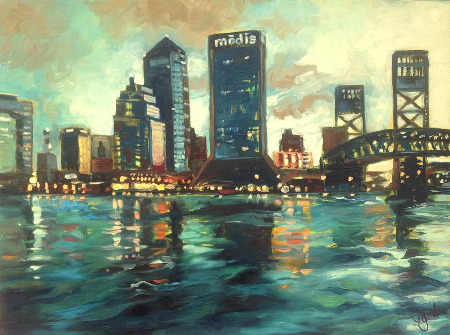 900x669 Downtown Jacksonville Painting By Jami Childers - Downtown Painting