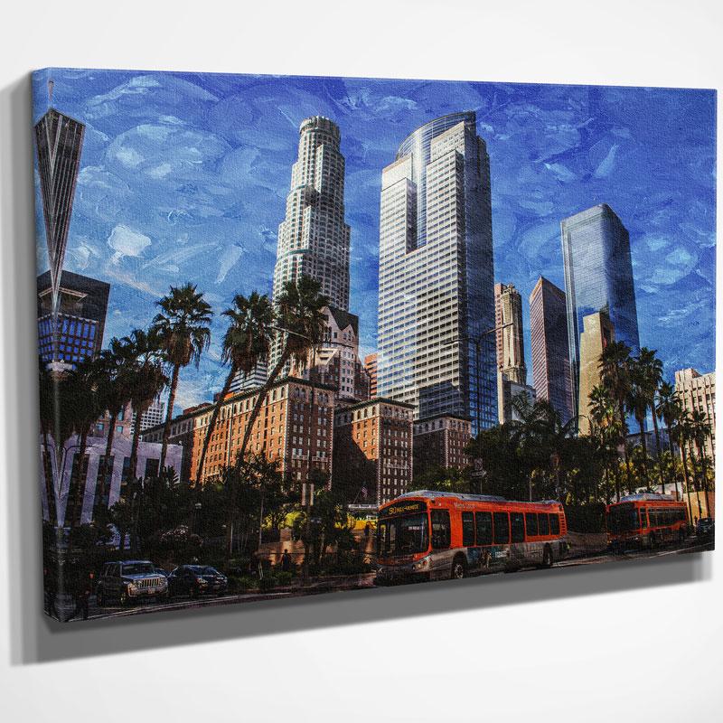 800x800 Downtown Los Angeles Blue Painting Canvas - Downtown Painting