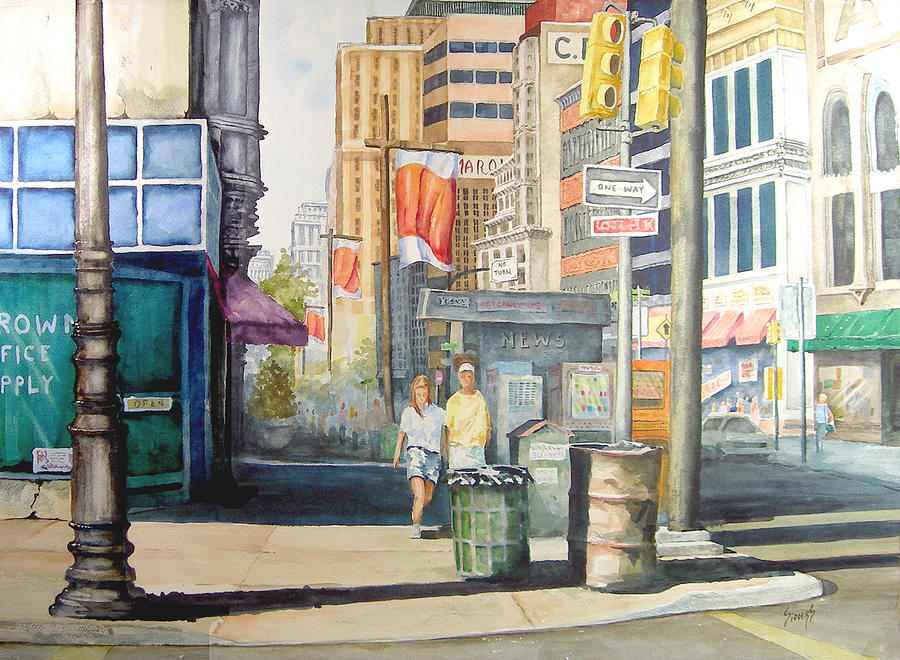 900x660 Downtown Painting By Sam Sidders - Downtown Painting
