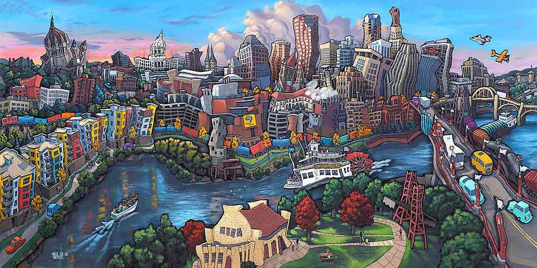1100x550 Downtown Saint Paul - Downtown Painting