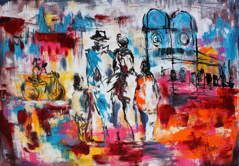 770x534 Saatchi Art Downtown Painting By Natxa Expressive Cosmopolitan Art - Downtown Painting