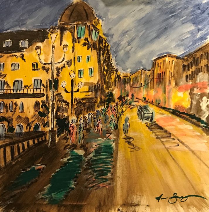 713x720 Downtown Spain - Downtown Painting