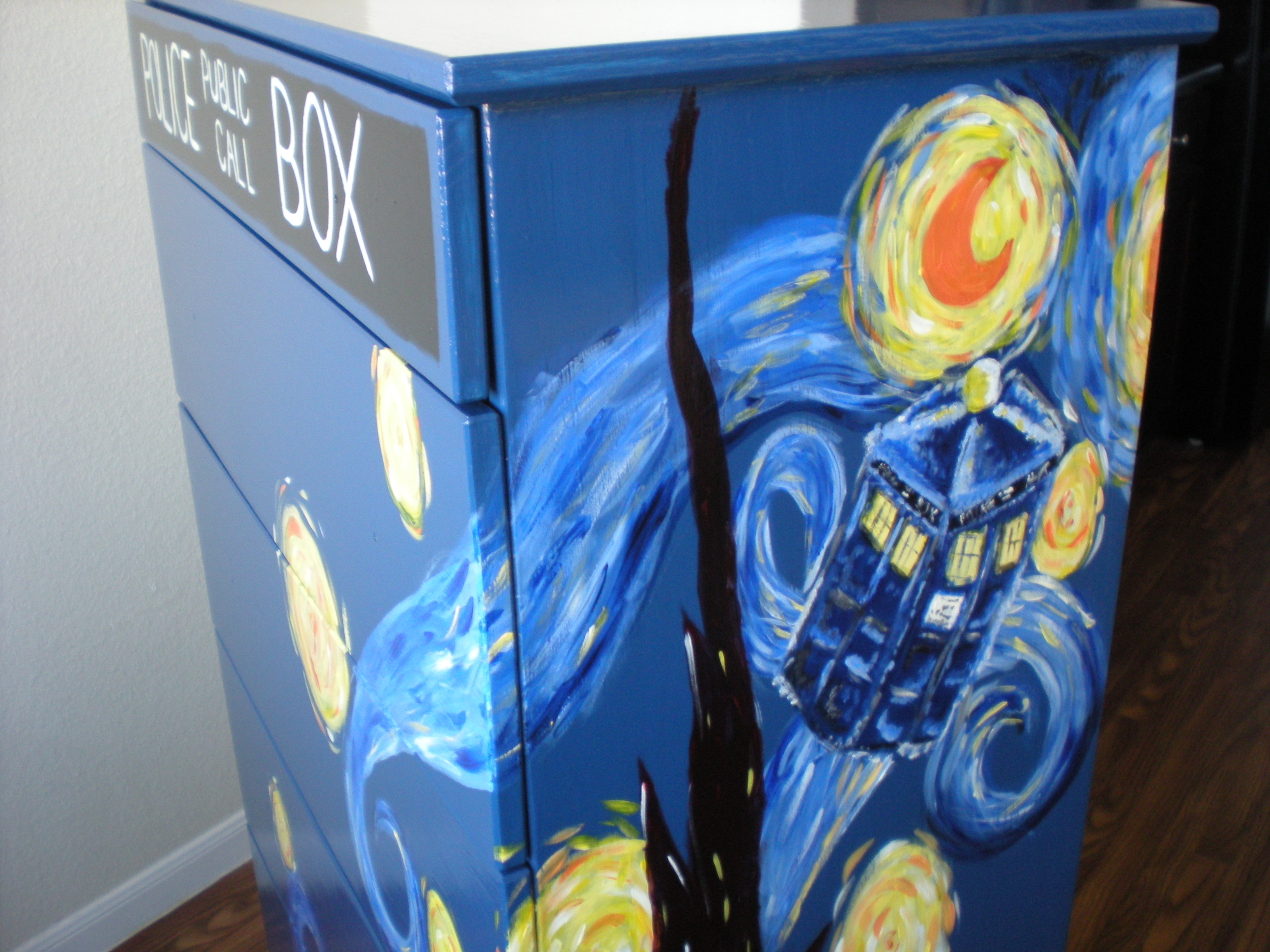 3264x2448 Doctor Who Starry Night Tardis Dresser Timbergirl Designs - Dr Who Painting