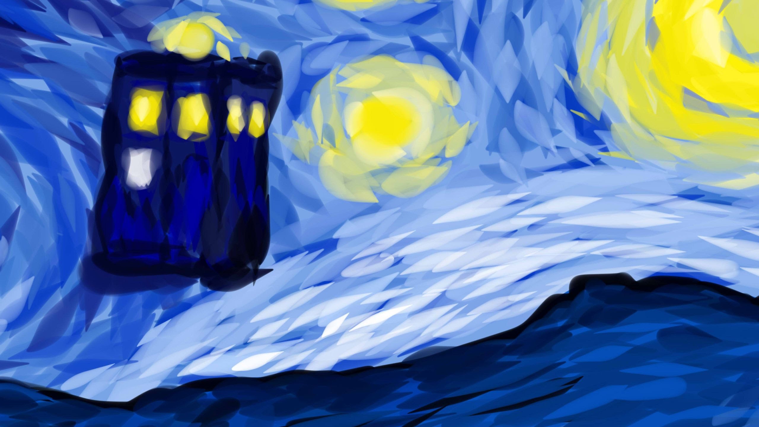 2560x1440 Tardis - Dr Who Van Gogh Painting