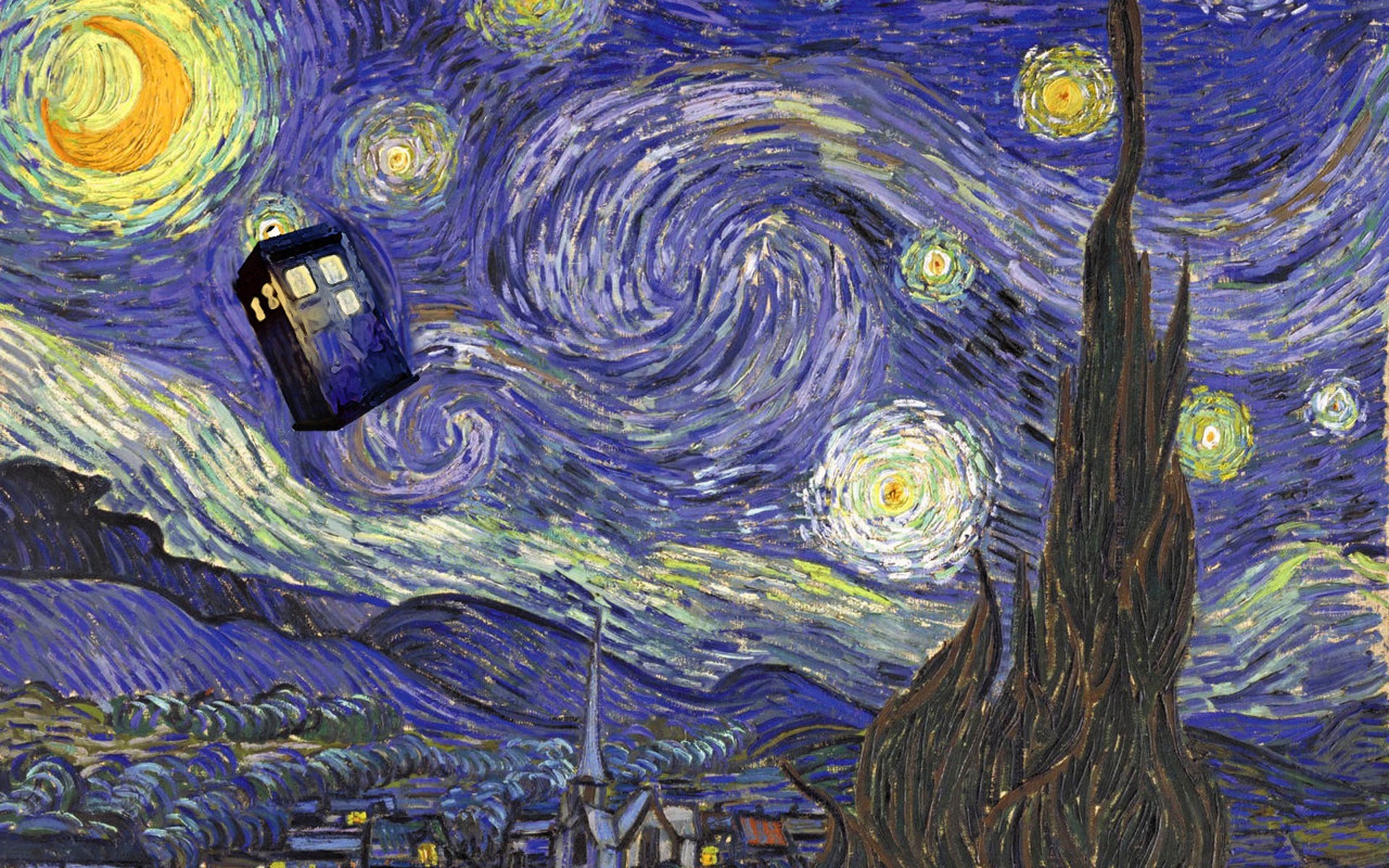 1920x1200 Doctor Who, Vincent Van Gogh, Tardis Wallpapers Hd Desktop - Dr Who Van Gogh Painting