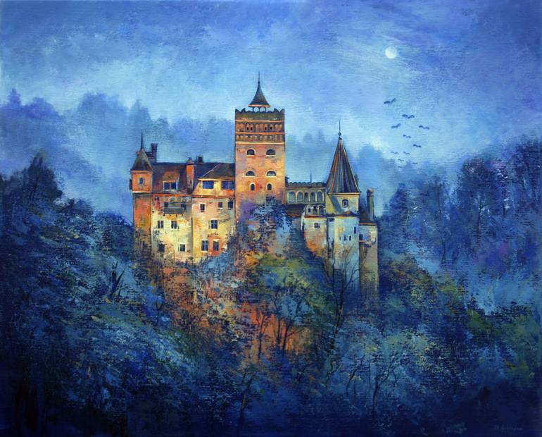 770x620 Saatchi Art Dracula's Castle Painting By Behshad Arjomandi - Dracula Painting