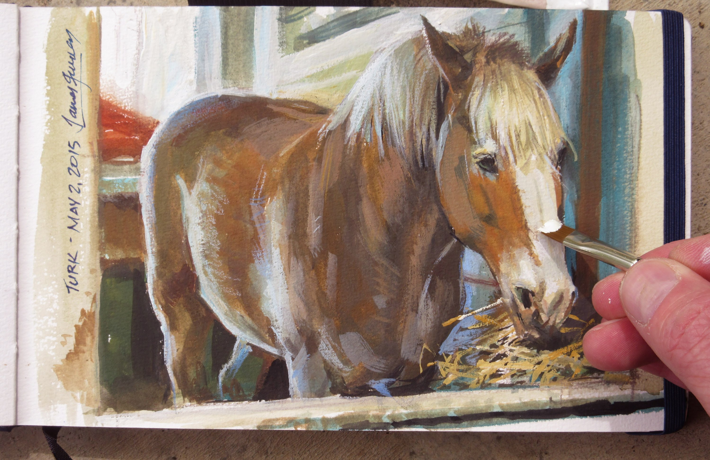 3000x1943 Painting A Portrait Of The Draft Horse Turk By James Gurney - Draft Horse Painting