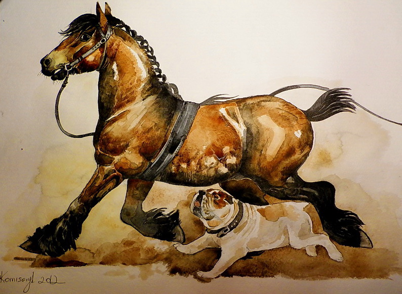 794x582 Draft Horses's Fear By Dashket - Draft Horse Painting