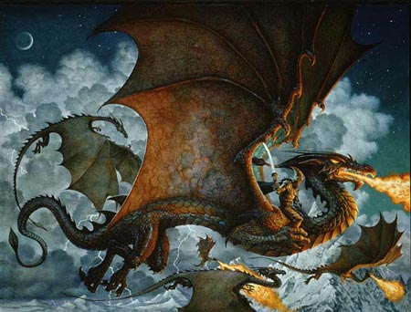 450x342 Don Maitz Lines And Colors - Dragon Art Painting