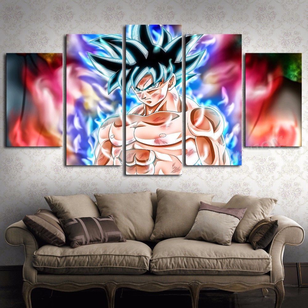 1000x1000 Canvas 5 Panel Dragon Ball Z Goku Super Painting Oil Printed Wall - Dragon Ball Super Painting